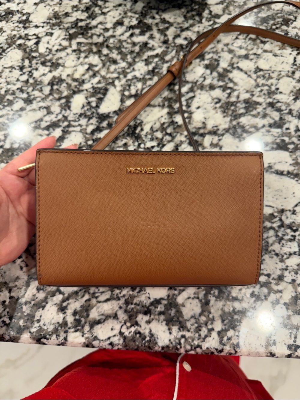 Michael Kors Brown Saffiano Crossbody Wallet